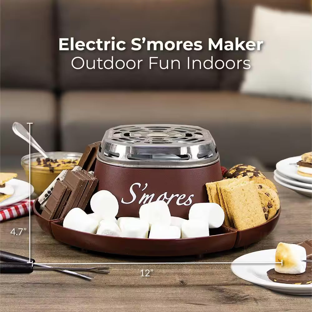 SMM200 Stainless Steel Electric S'Mores Maker with 4-Compartment Tray and 2 Roasting Forks